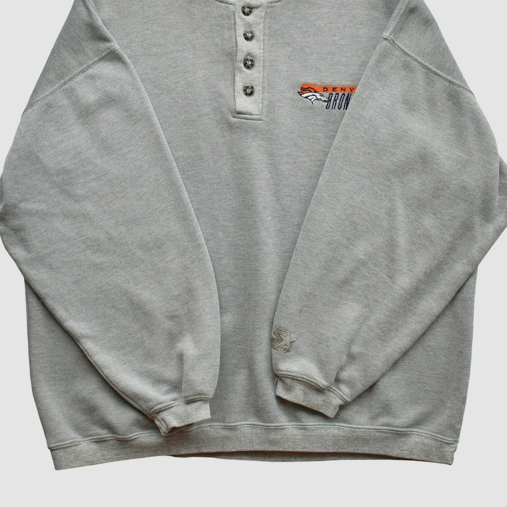 Denver Broncos Starter 90s Pullover Sweatshirt Heather Gray Vintage - Fanatics