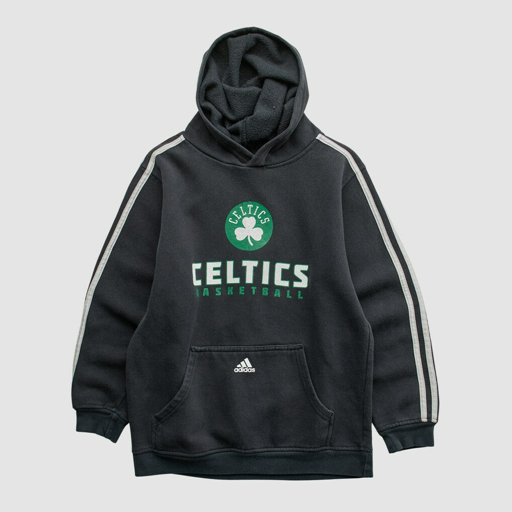 Adidas - Boston Celtics 2010s Hooded Pullover Sweatshirt - Black Vintage