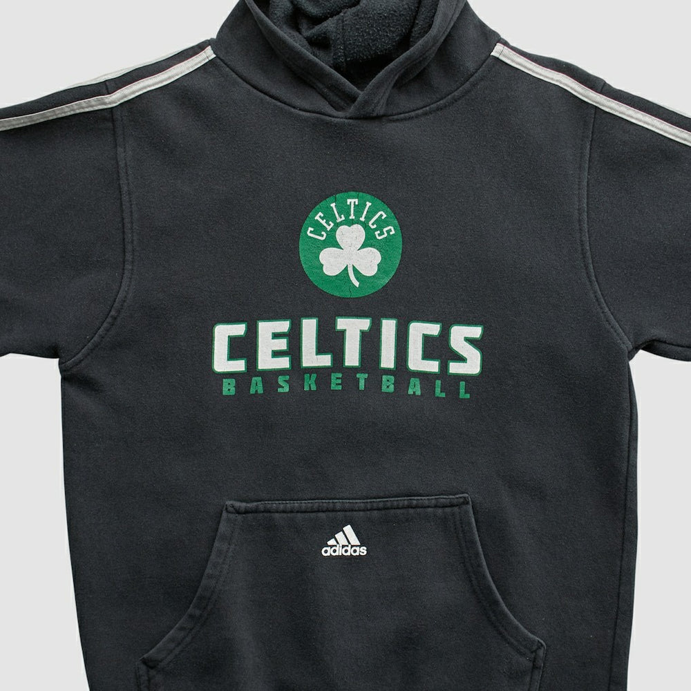 Adidas - Boston Celtics 2010s Hooded Pullover Sweatshirt - Black Vintage