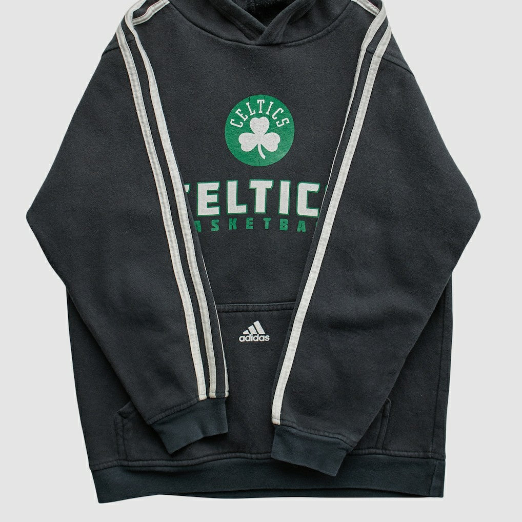 Adidas - Boston Celtics 2010s Hooded Pullover Sweatshirt - Black Vintage