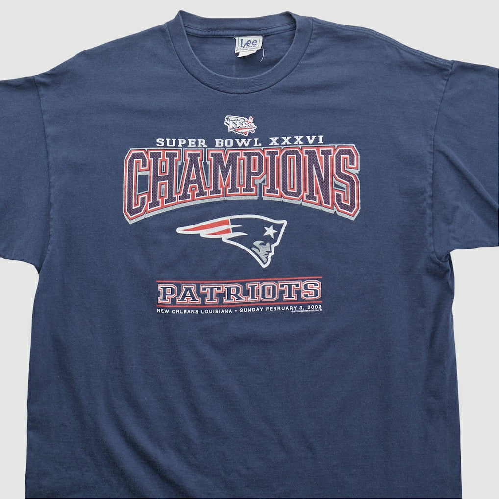 New England Patriots Lee Apparel 2002 T-shirt Navy Vintage - Fanatics