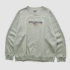Denver Broncos Majestic 2000s Pullover Sweatshirt Heather Gray Vintage - Fanatics