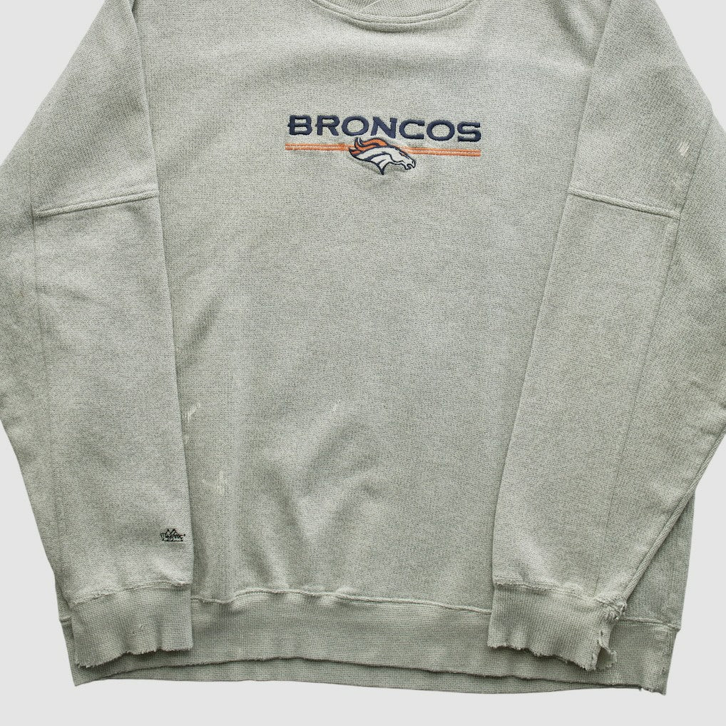 Denver Broncos Majestic 2000s Pullover Sweatshirt Heather Gray Vintage - Fanatics