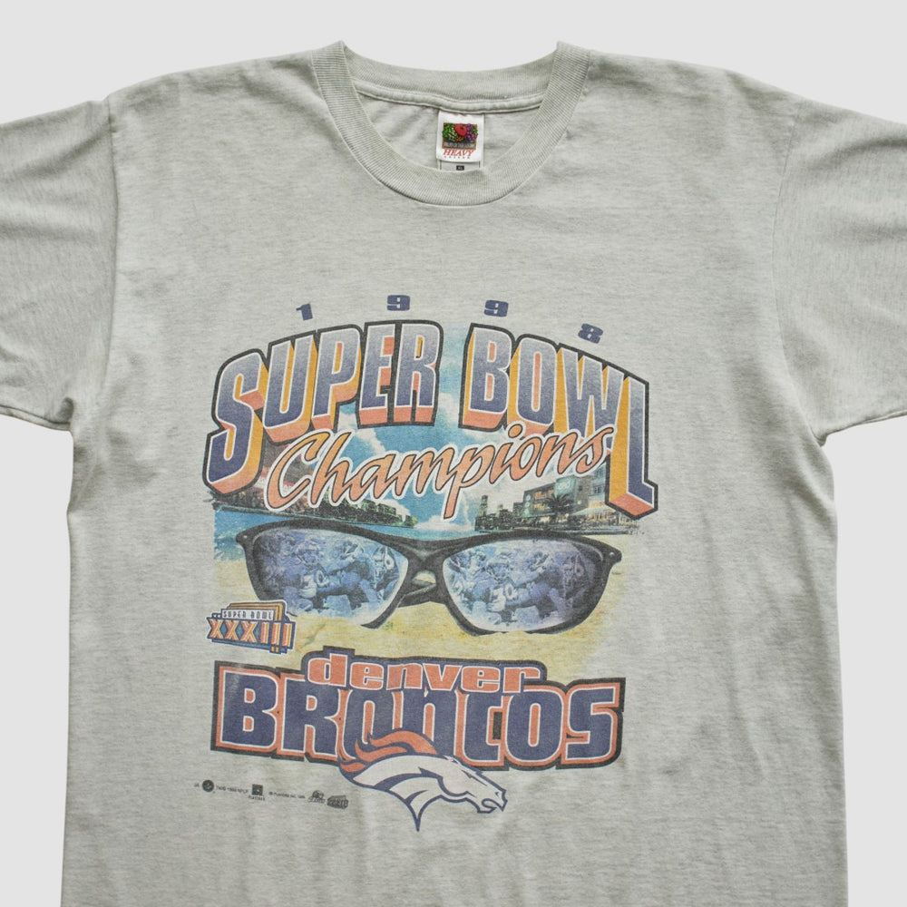 Super Bowl XXXIII Fruit of The Loom 1998 T-shirt Heather Gray Vintage - Fanatics
