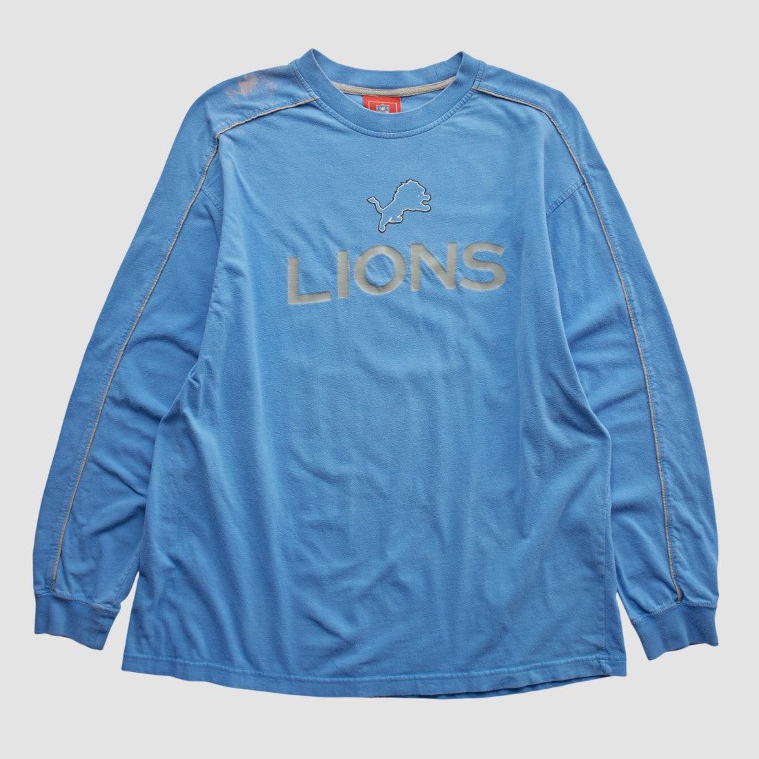 Detroit Lions NFL 2000s Long Sleeve T-shirt Light Blue Vintage - Fanatics