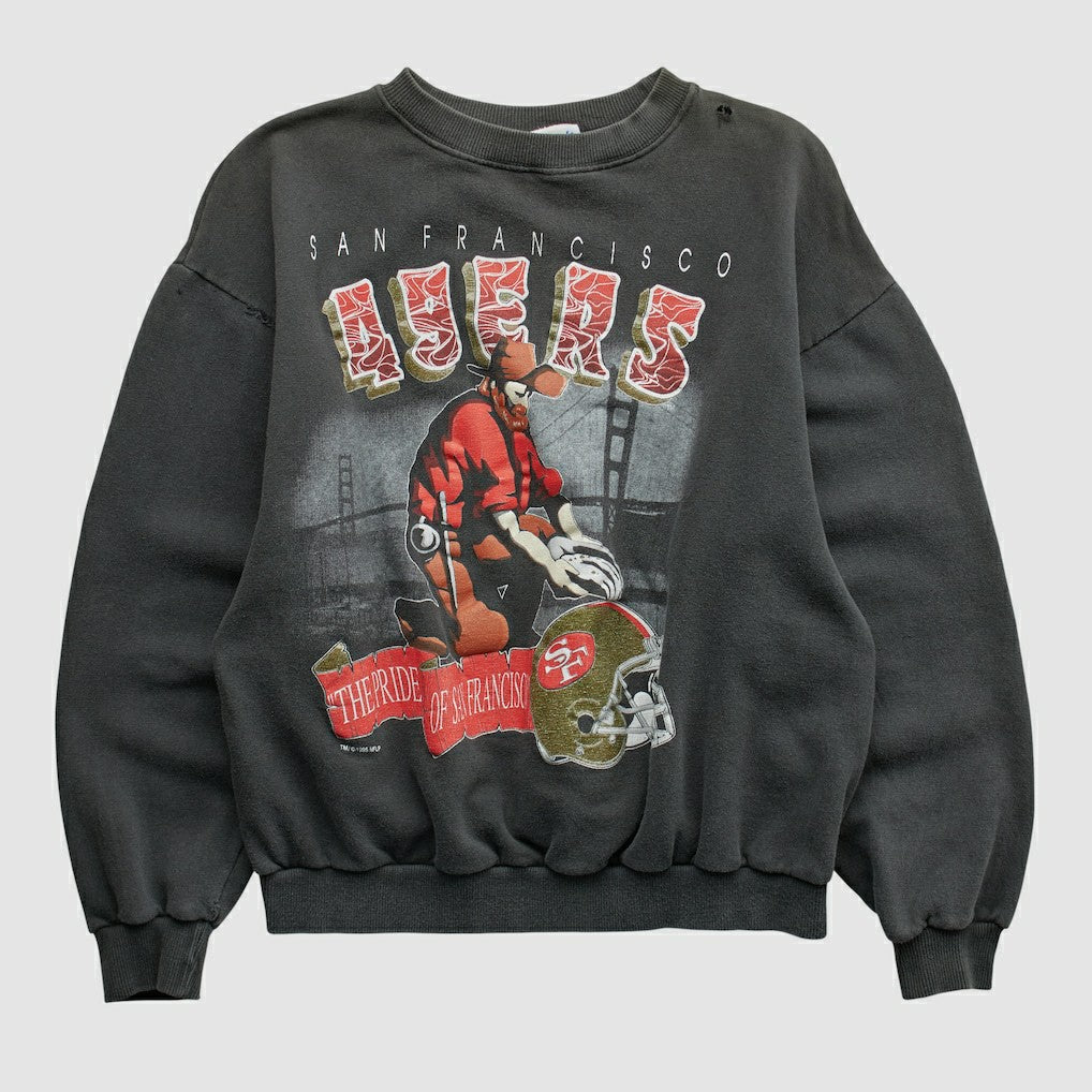 San Francisco 49ers All Out Fan 90s Pullover Sweatshirt Black Vintage - Fanatics