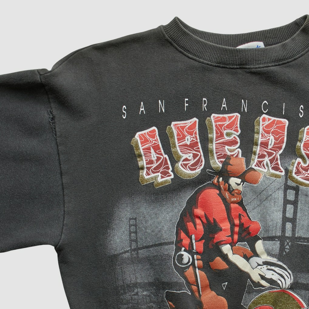 San Francisco 49ers All Out Fan 90s Pullover Sweatshirt Black Vintage - Fanatics