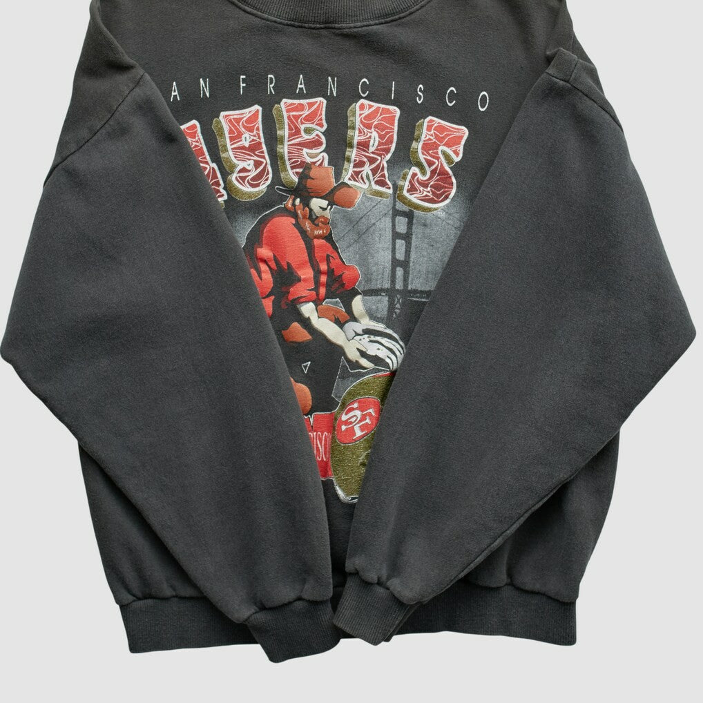 San Francisco 49ers All Out Fan 90s Pullover Sweatshirt Black Vintage - Fanatics