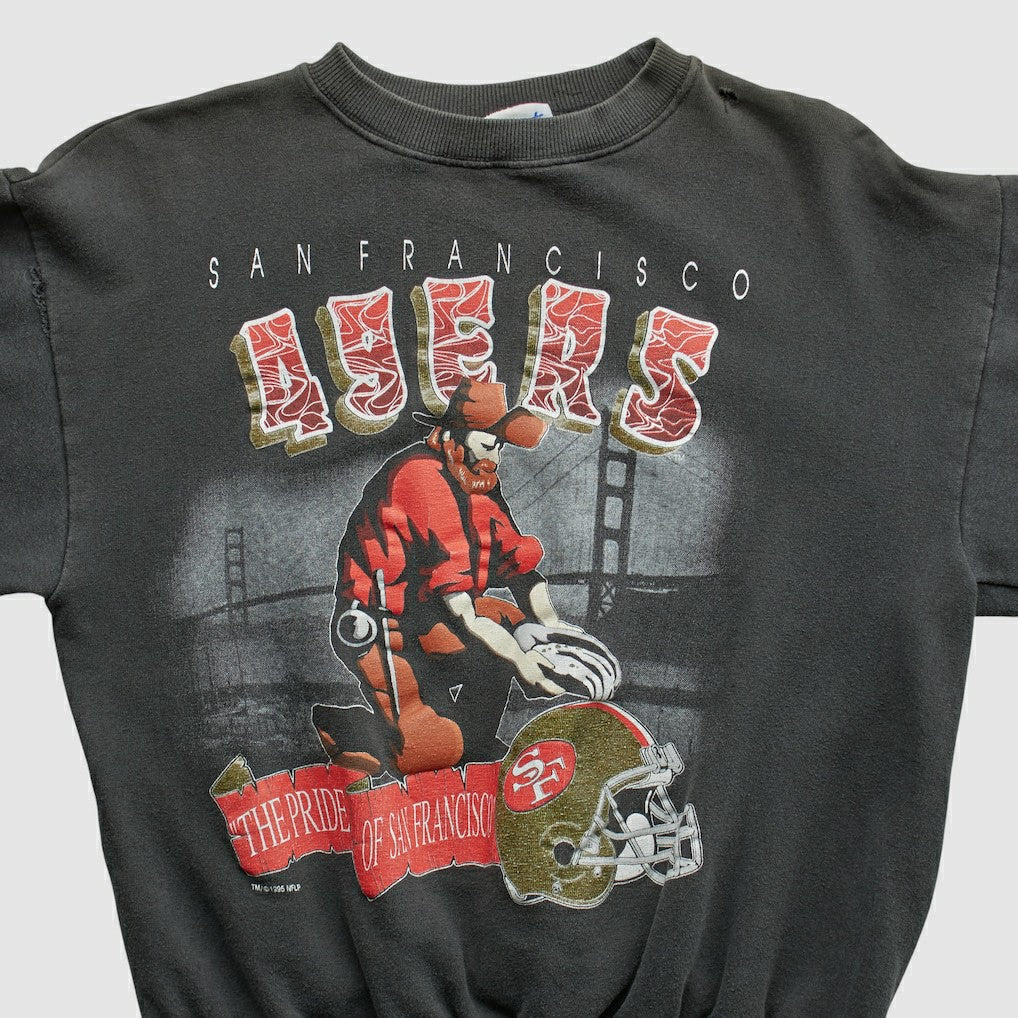 San Francisco 49ers All Out Fan 90s Pullover Sweatshirt Black Vintage - Fanatics