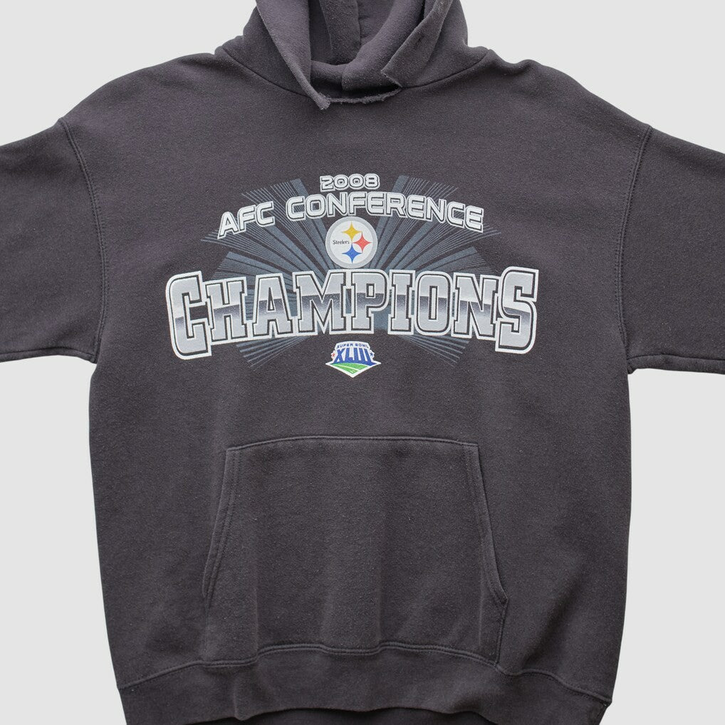 Pittsburgh Steelers NFL 2008 Hooded Pullover Sweatshirt Black Vintage - Fanatics