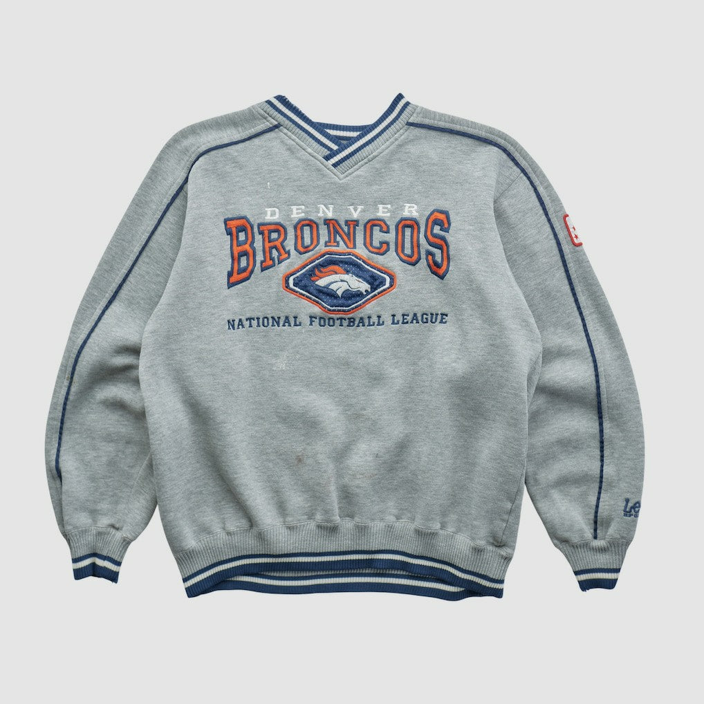 Denver Broncos Lee Apparel 90s Pullover Sweatshirt Heather Gray Vintage - Fanatics