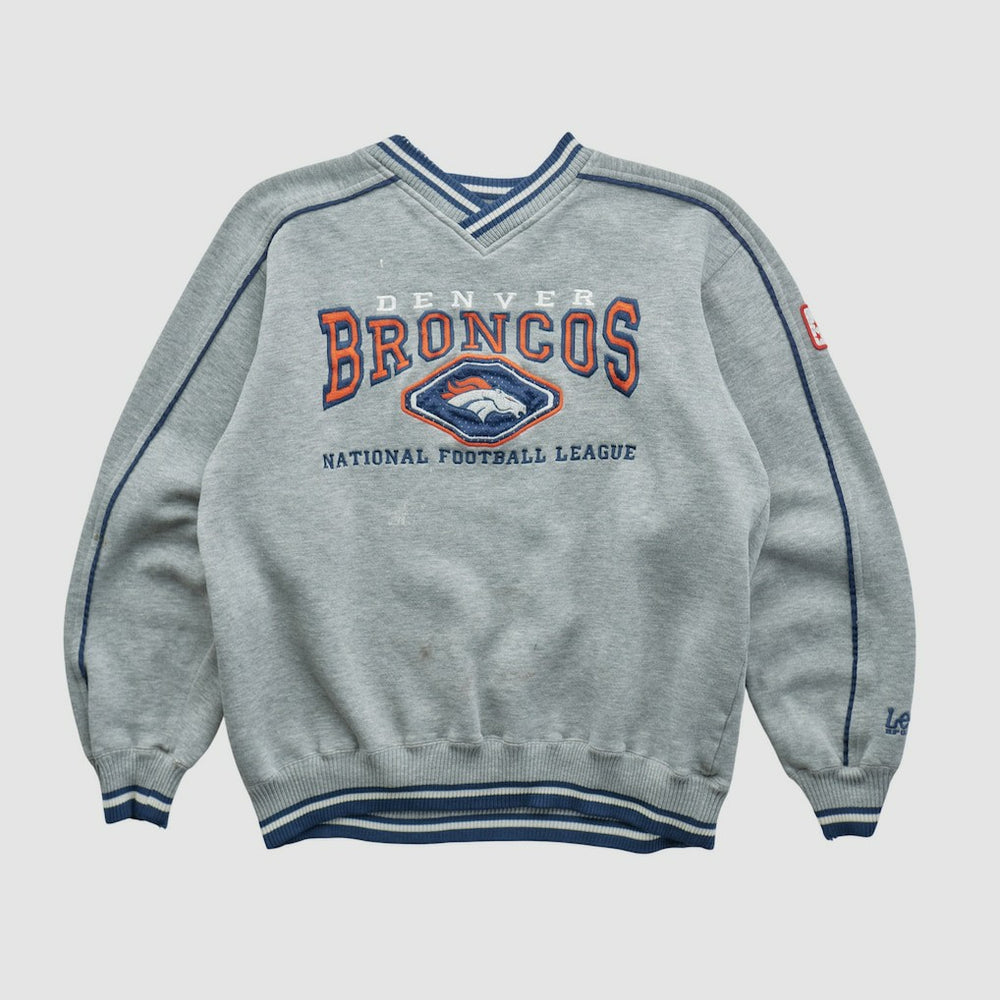 Denver Broncos Lee Apparel 90s Pullover Sweatshirt Heather Gray Vintage - Fanatics