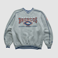 Denver Broncos Lee Apparel 90s Pullover Sweatshirt Heather Gray Vintage - Fanatics