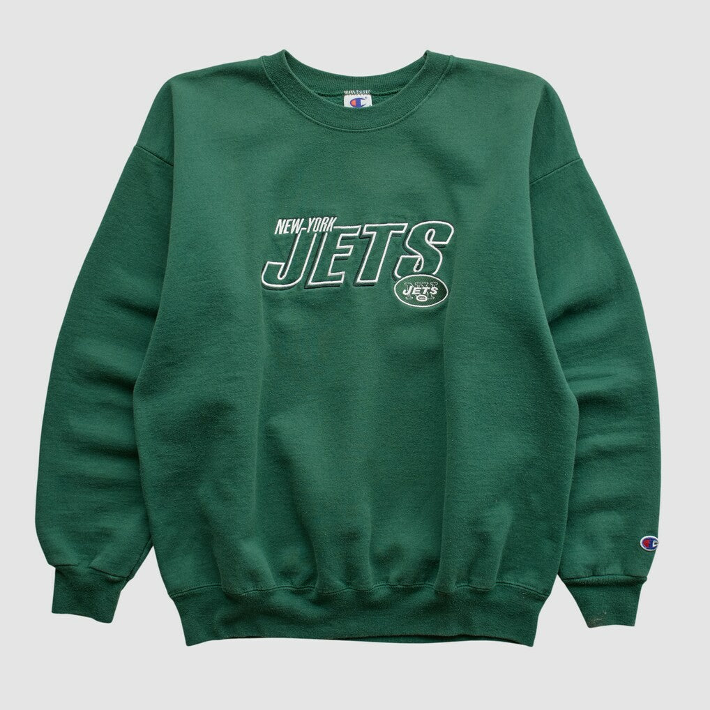 New York Jets Champion 2000s Pullover Sweatshirt Green Vintage - Fanatics