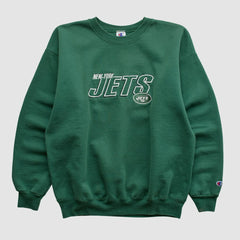 New York Jets Champion 2000s Pullover Sweatshirt Green Vintage - Fanatics