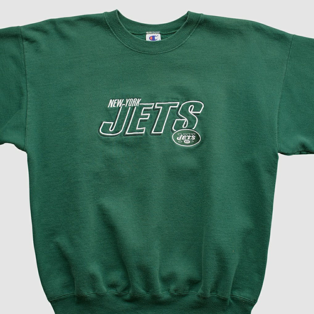 New York Jets Champion 2000s Pullover Sweatshirt Green Vintage - Fanatics