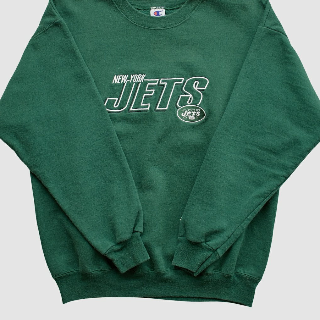 New York Jets Champion 2000s Pullover Sweatshirt Green Vintage - Fanatics