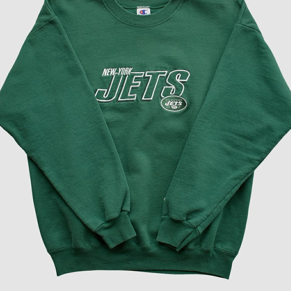 New York Jets Champion 2000s Pullover Sweatshirt Green Vintage - Fanatics