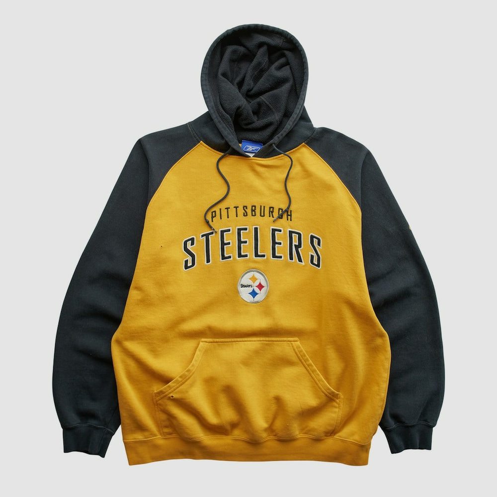 Pittsburgh Steelers Reebok 2000s Hooded Pullover Sweatshirt Yellow Vintage - Fanatics
