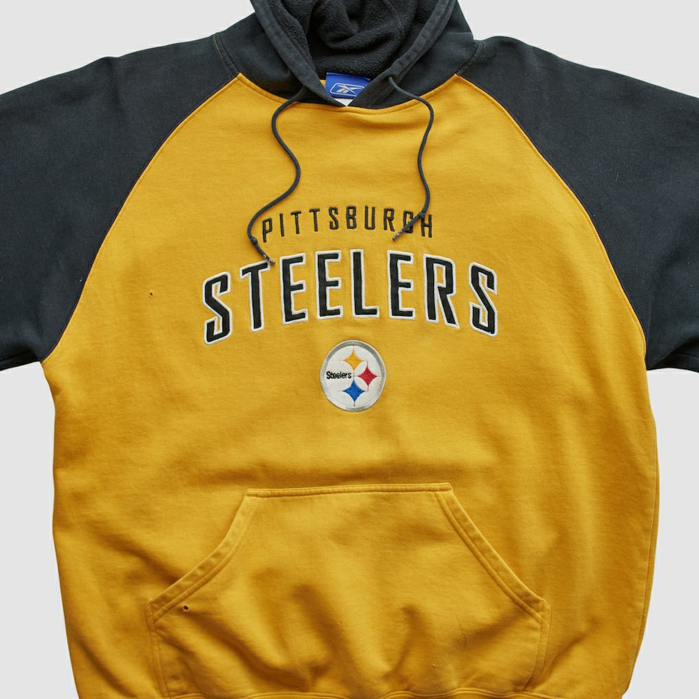 Pittsburgh Steelers Reebok 2000s Hooded Pullover Sweatshirt Yellow Vintage - Fanatics