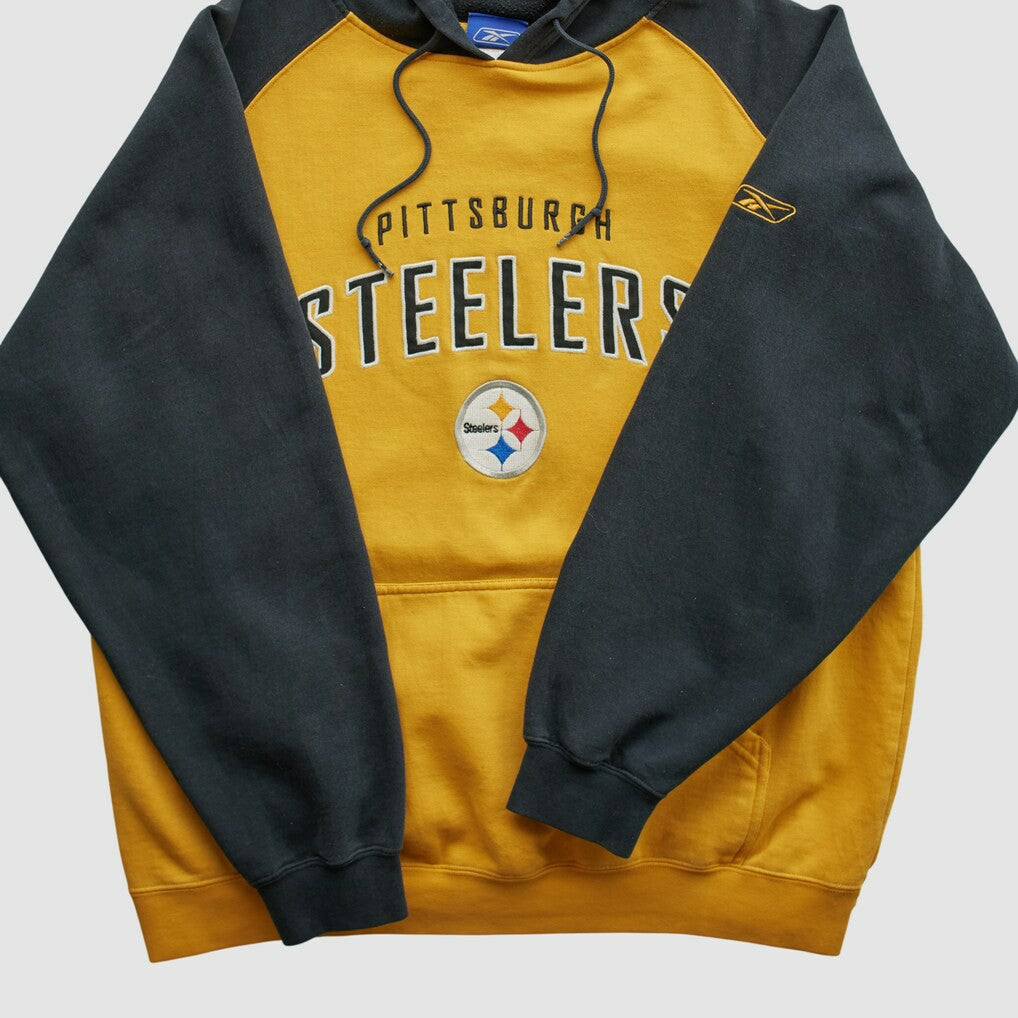 Pittsburgh Steelers Reebok 2000s Hooded Pullover Sweatshirt Yellow Vintage - Fanatics