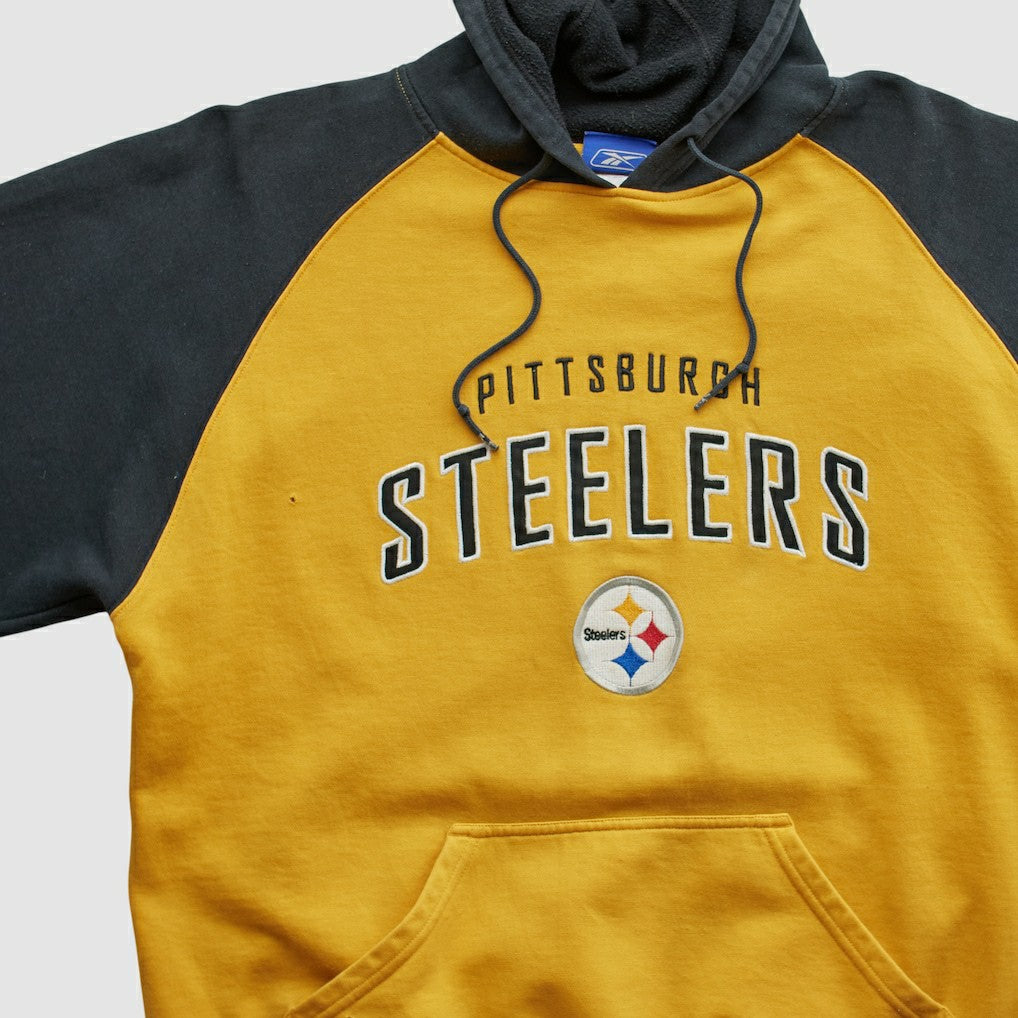 Pittsburgh Steelers Reebok 2000s Hooded Pullover Sweatshirt Yellow Vintage - Fanatics