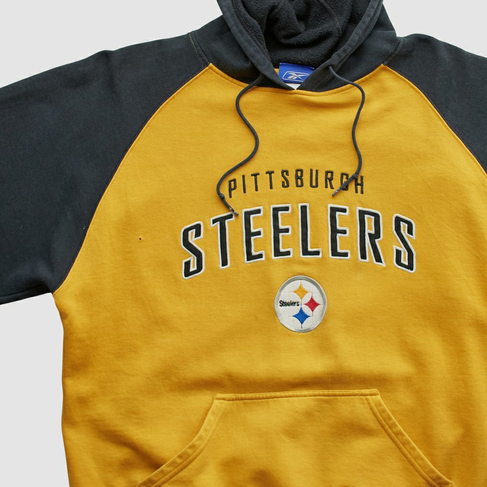 Pittsburgh Steelers Reebok 2000s Hooded Pullover Sweatshirt Yellow Vintage - Fanatics