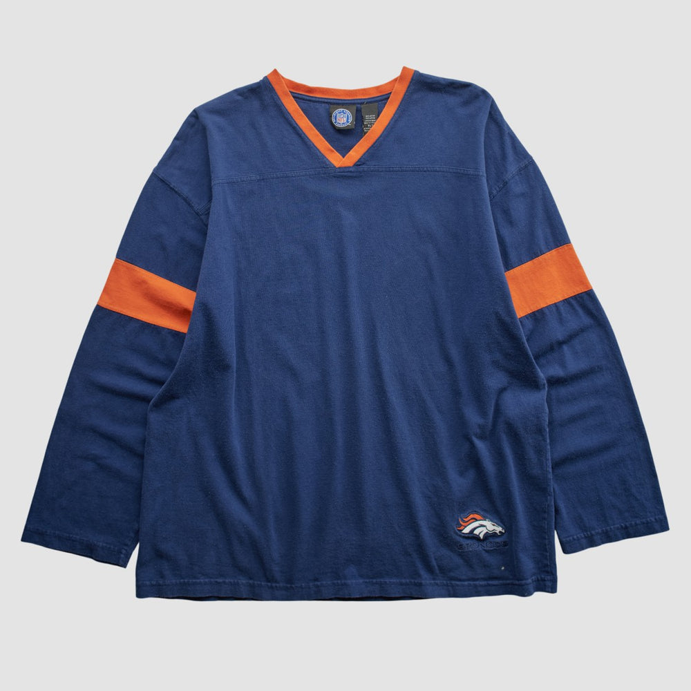 Denver Broncos NFL 2000s Long Sleeve T-shirt Navy Vintage - Fanatics