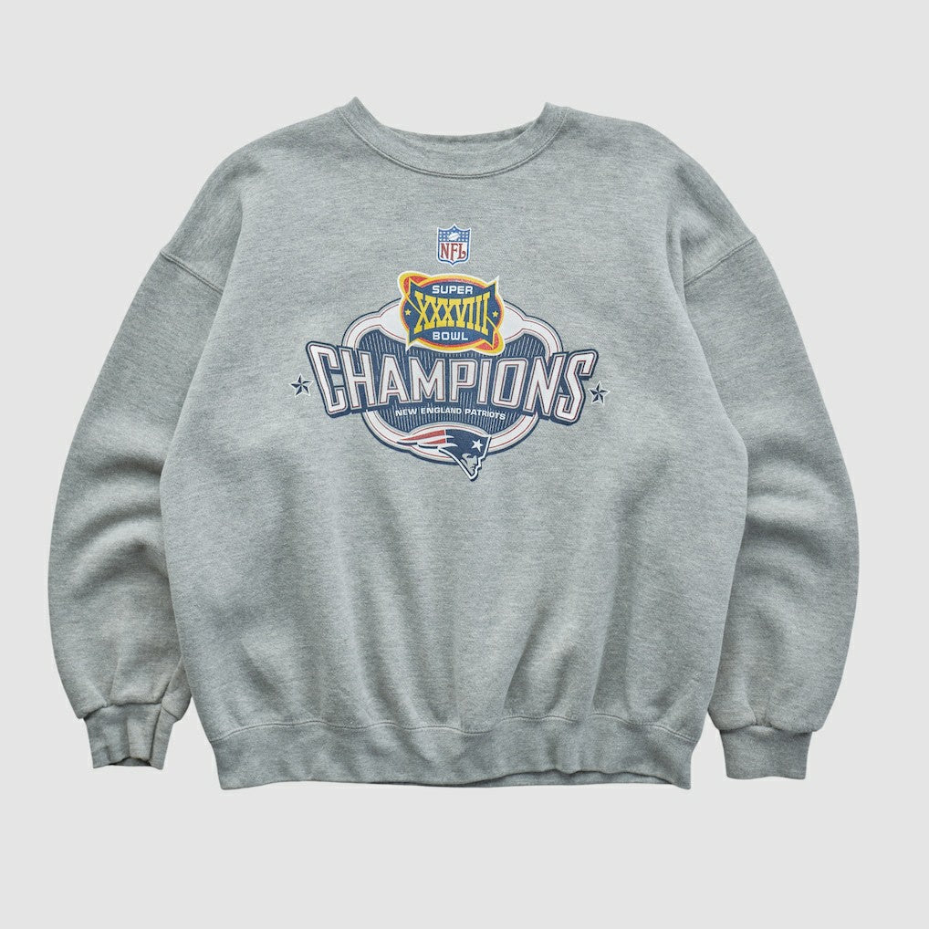 Super Bowl XXXVIII Lee Apparel 2004 Pullover Sweatshirt Heather Gray Vintage - Fanatics