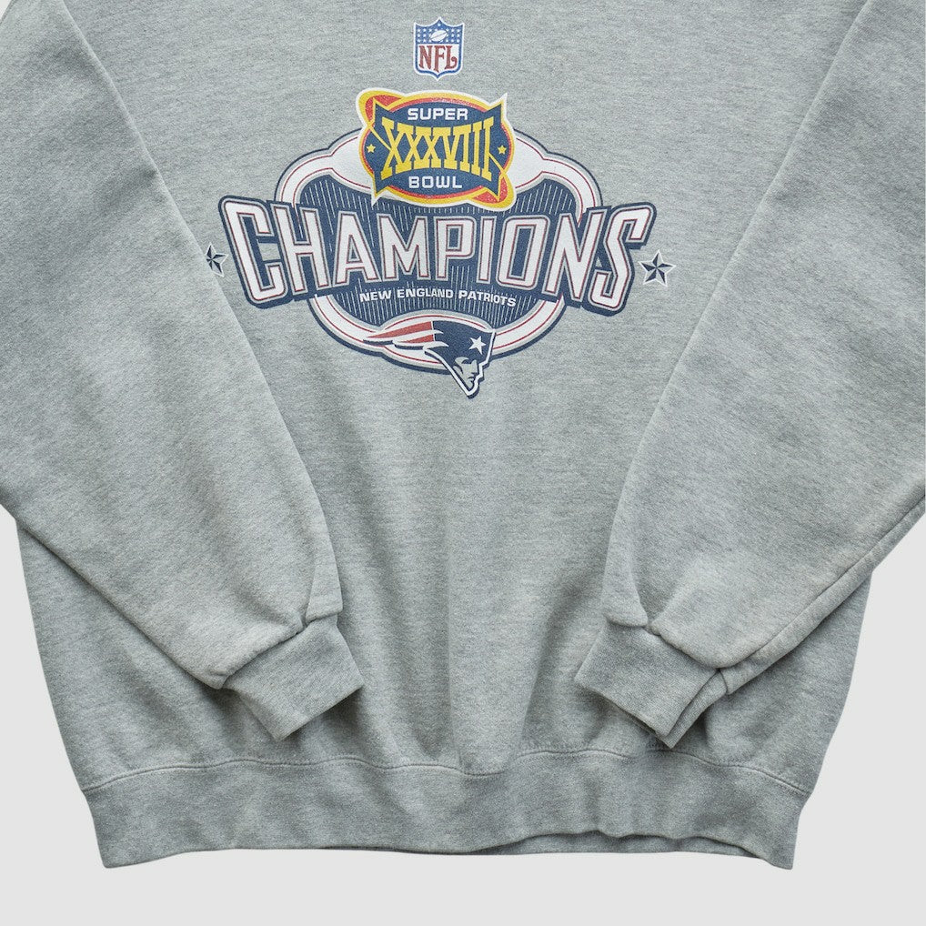 Super Bowl XXXVIII Lee Apparel 2004 Pullover Sweatshirt Heather Gray Vintage - Fanatics