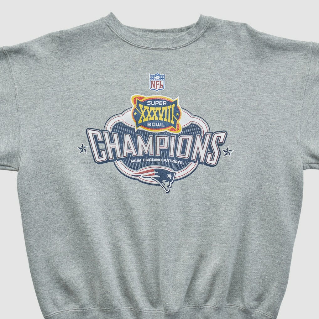 Super Bowl XXXVIII Lee Apparel 2004 Pullover Sweatshirt Heather Gray Vintage - Fanatics