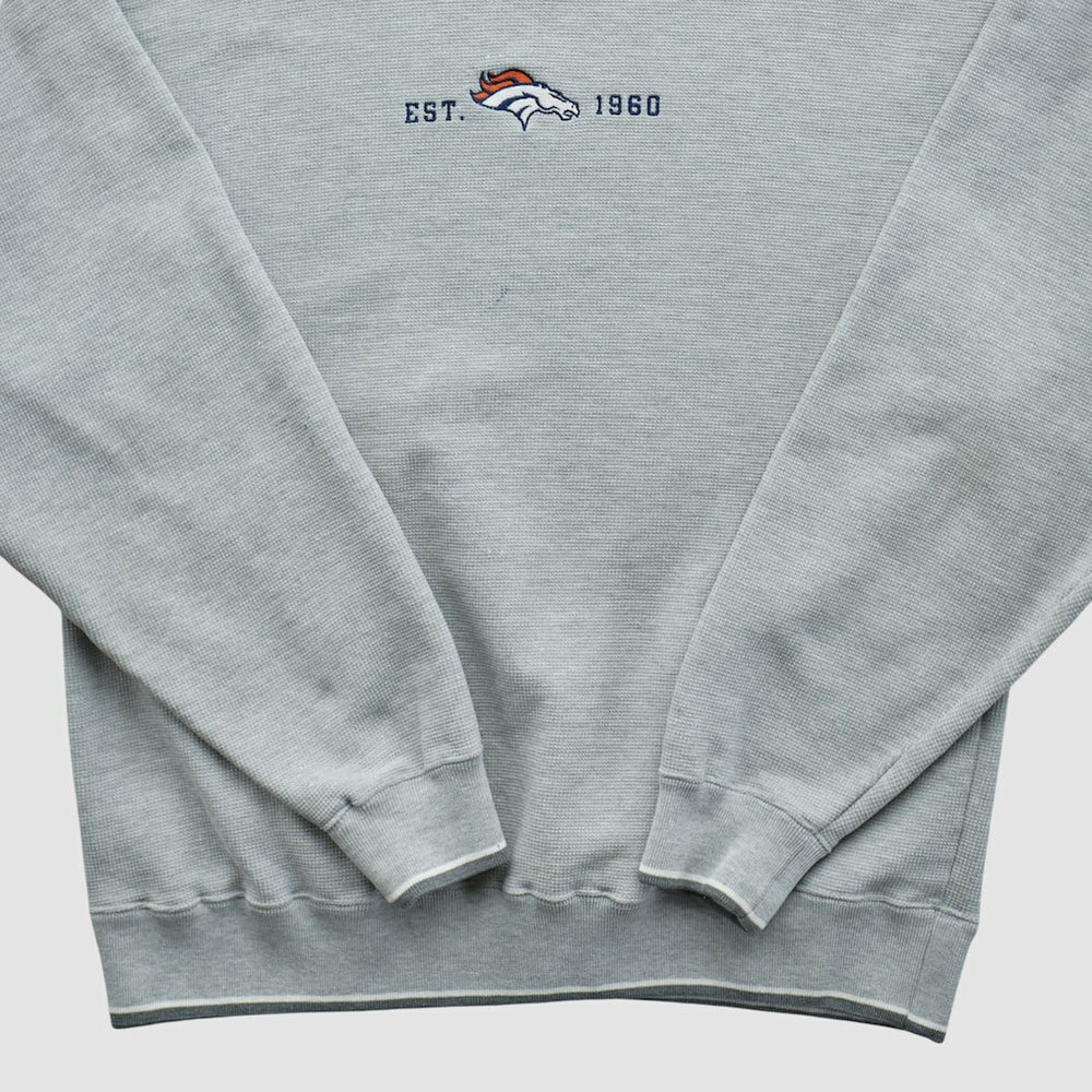 Denver Broncos Champion 2000s Pullover Sweatshirt Heather Gray Vintage - Fanatics