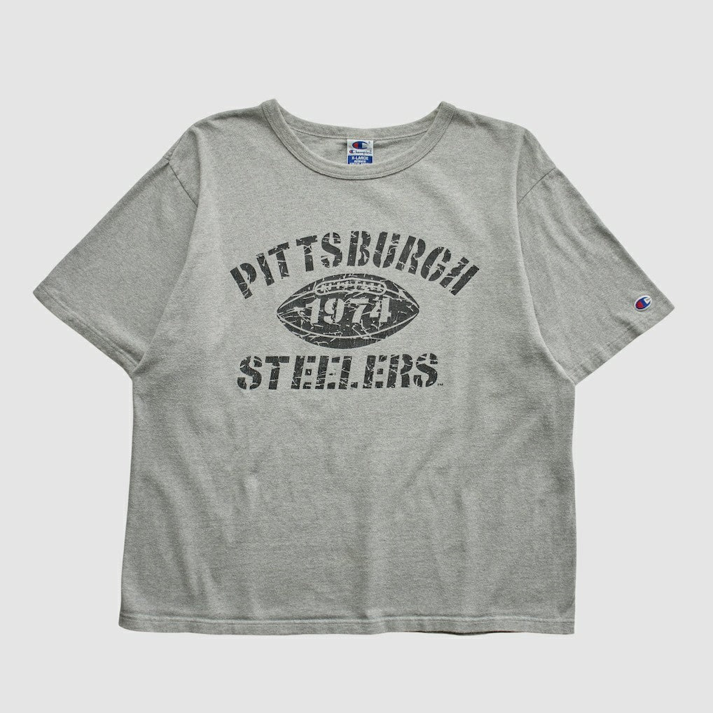 Pittsburgh Steelers Champion 90s T-shirt Heather Gray Vintage - Fanatics