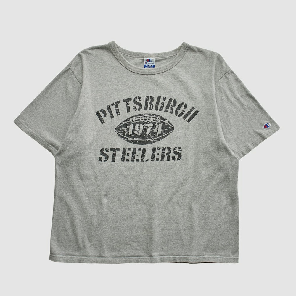 Pittsburgh Steelers Champion 90s T-shirt Heather Gray Vintage - Fanatics