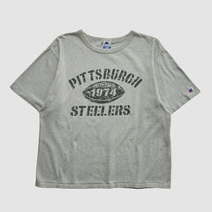 Pittsburgh Steelers Champion 90s T-shirt Heather Gray Vintage - Fanatics
