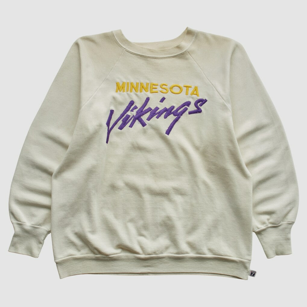 Minnesota Vikings Logo 7 80s Pullover Sweatshirt White Vintage - Fanatics