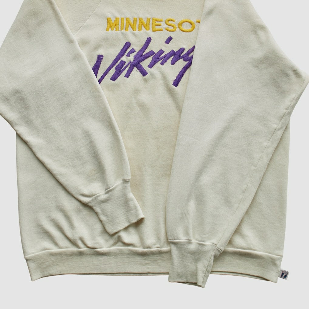 Minnesota Vikings Logo 7 80s Pullover Sweatshirt White Vintage - Fanatics