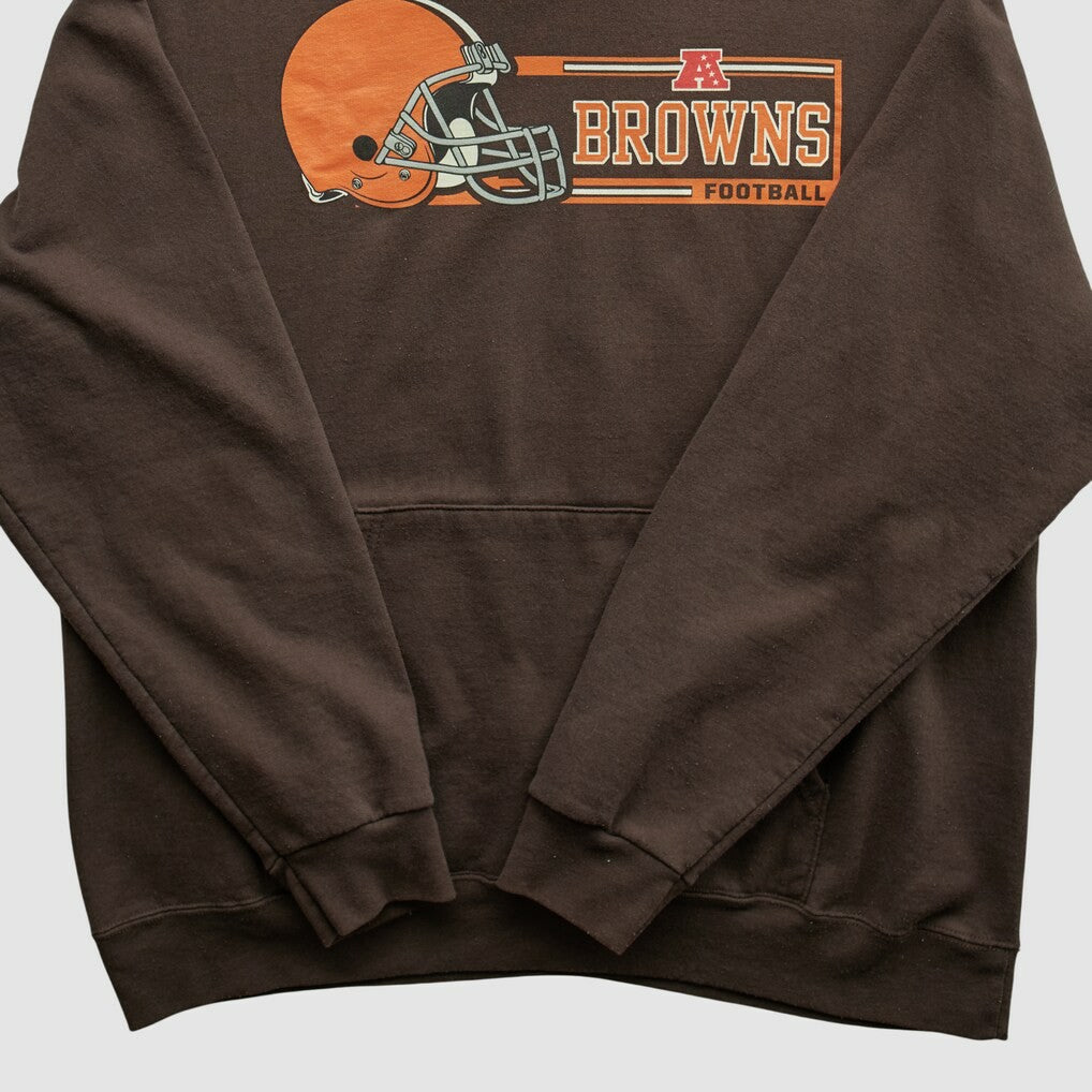 Cleveland Browns NFL 2000s Hooded Pullover Sweatshirt Brown Vintage - Fanatics
