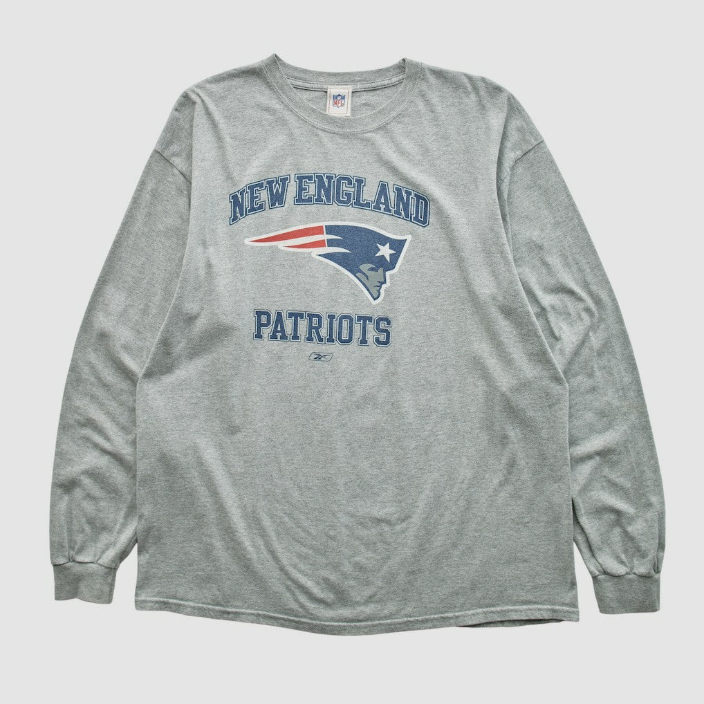 New England Patriots NFL 2000s Long Sleeve T-shirt Heather Gray Vintage - Fanatics