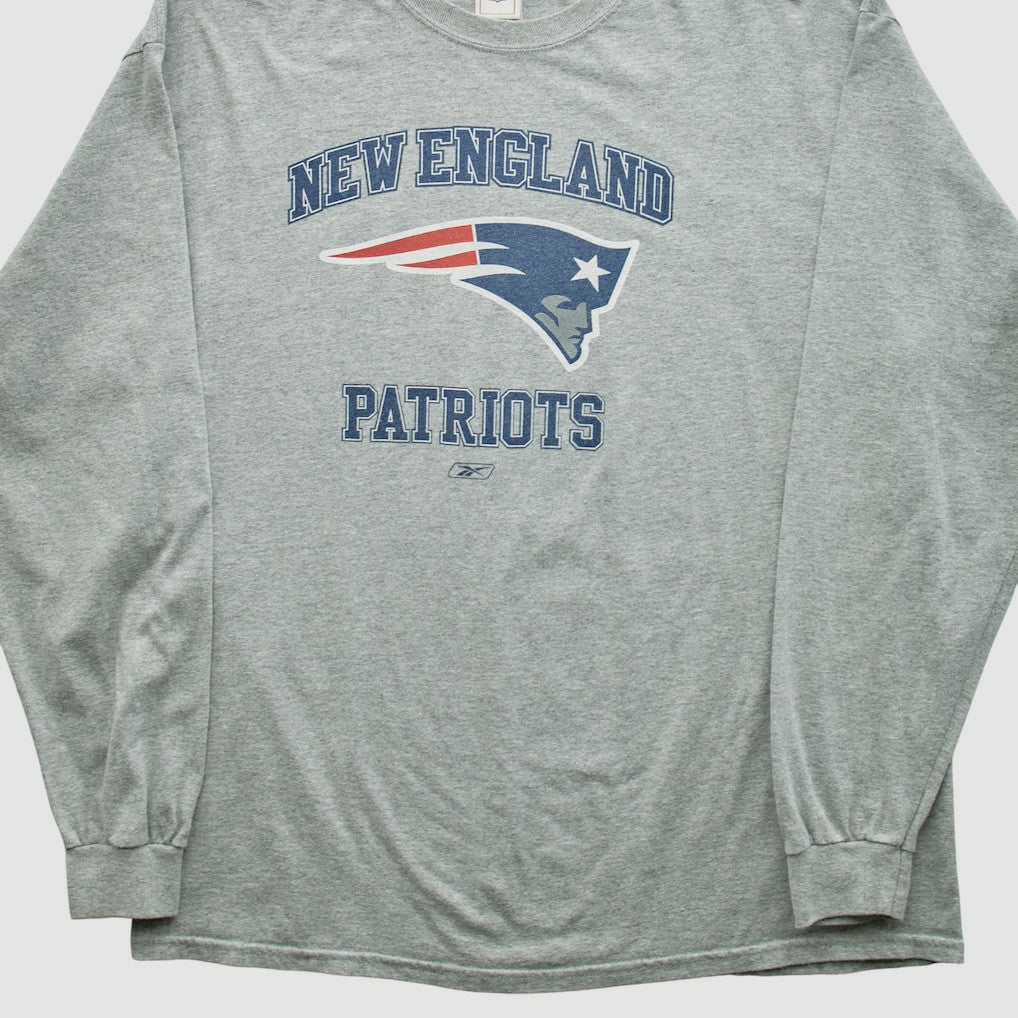 New England Patriots NFL 2000s Long Sleeve T-shirt Heather Gray Vintage - Fanatics