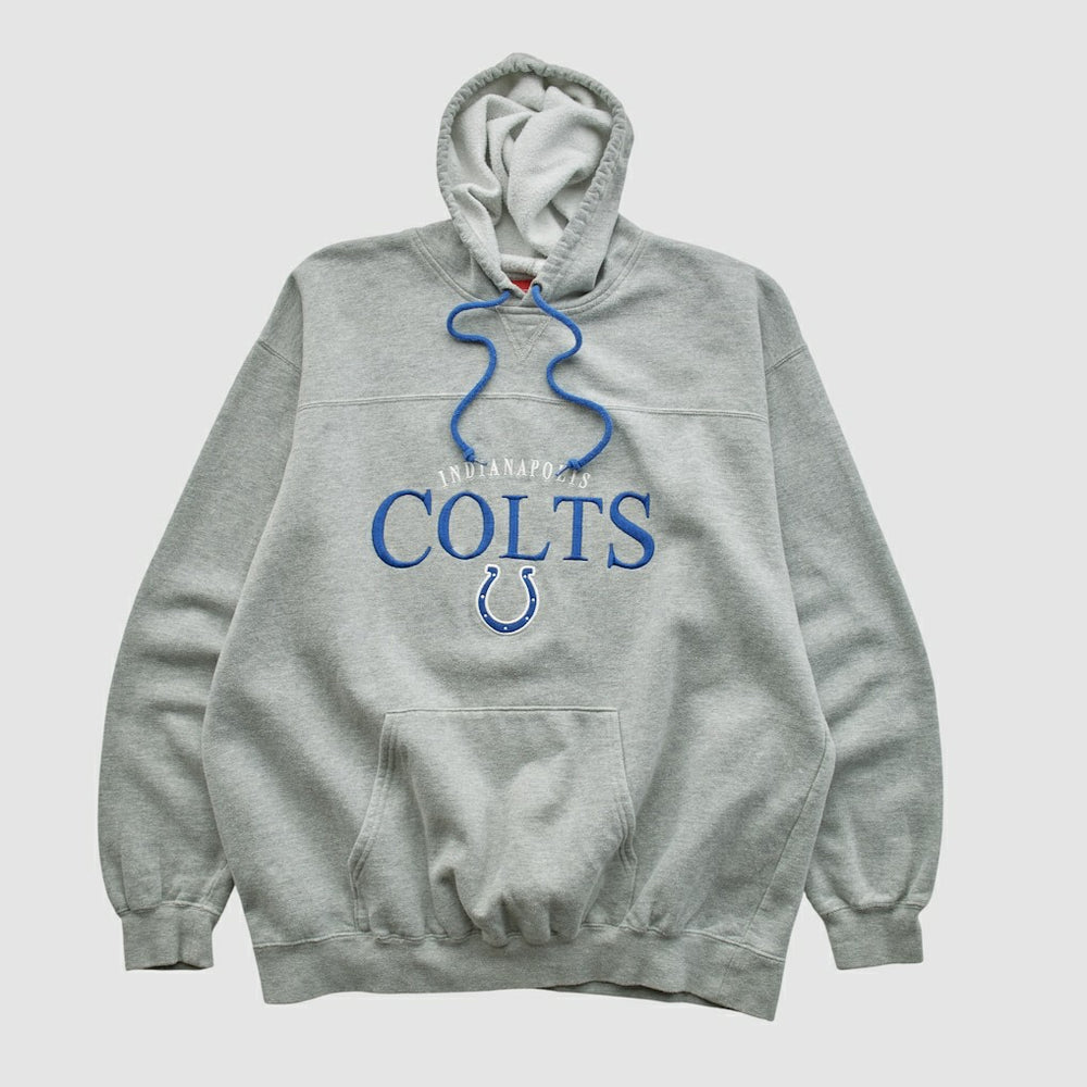 Indianapolis Colts NFL 2000s Hooded Pullover Sweatshirt Heather Gray Vintage - Fanatics