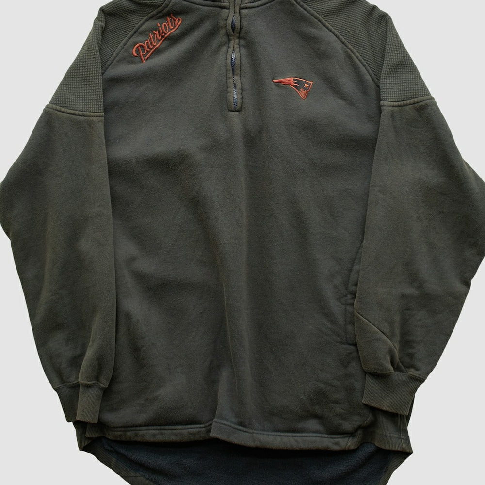 New England Patriots NFL 2010s Hooded 1/4 Zip Sweatshirt Black Vintage - Fanatics