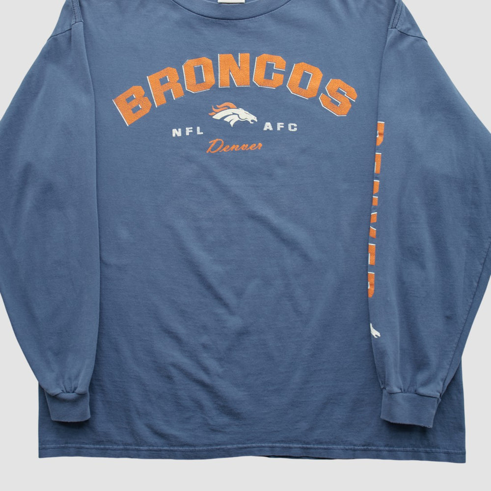 Denver Broncos NFL 2000s Long Sleeve T-shirt Blue Vintage - Fanatics