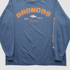 Denver Broncos NFL 2000s Long Sleeve T-shirt Blue Vintage - Fanatics