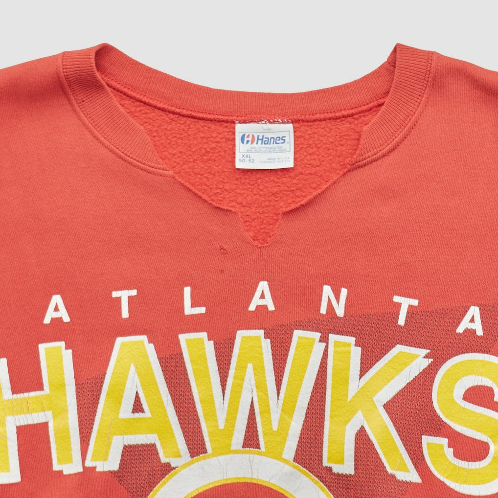 Vintage - Atlanta Hawks Hanes 90s Pullover Sweatshirt - Red Vintage