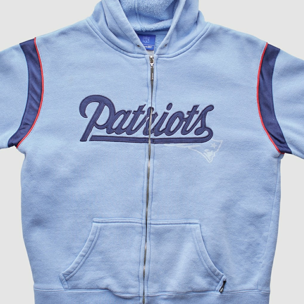 New England Patriots Reebok 2000s Hooded Full Zip Sweatshirt Light Blue Vintage - Fanatics