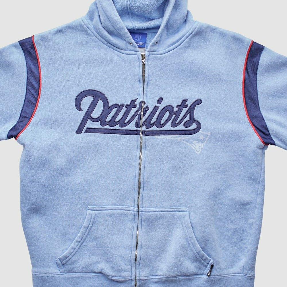 New England Patriots Reebok 2000s Hooded Full Zip Sweatshirt Light Blue Vintage - Fanatics