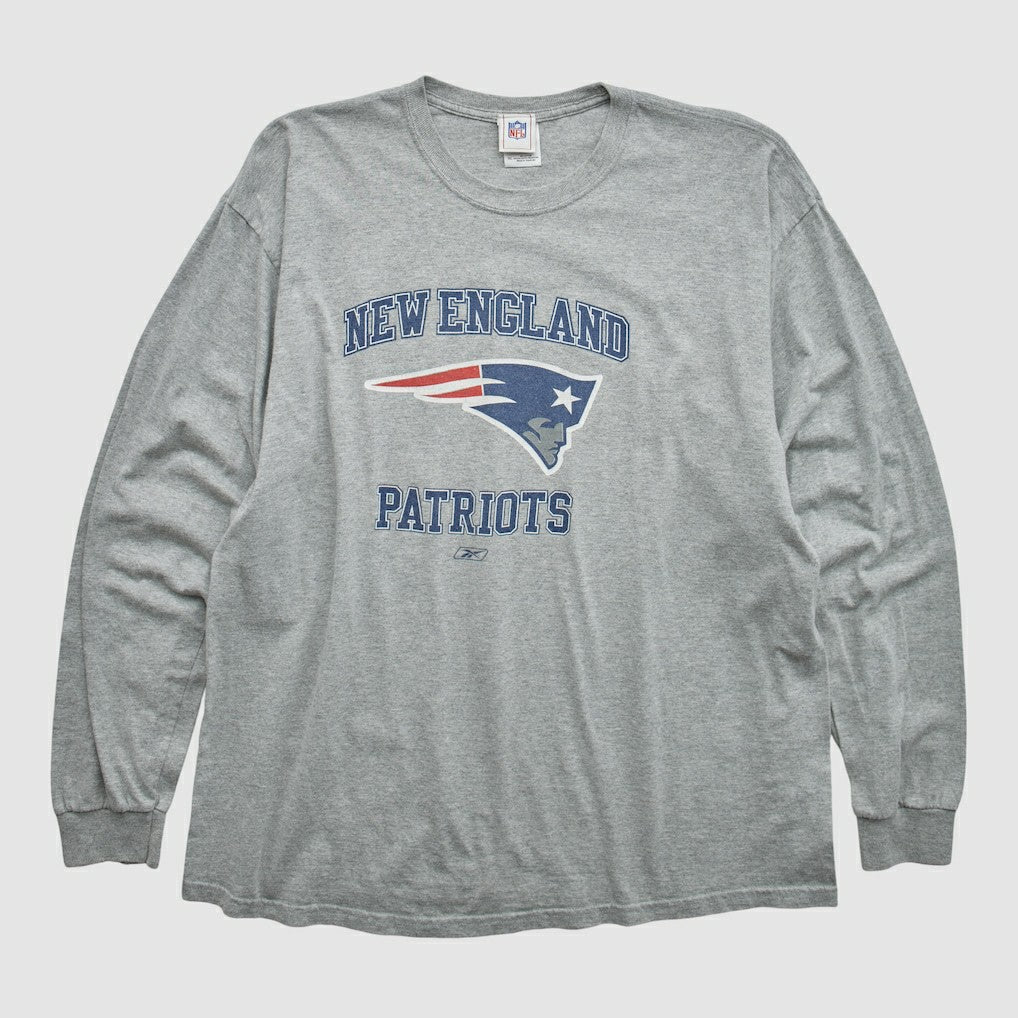 New England Patriots NFL 2000s Long Sleeve T-shirt Heather Gray Vintage - Fanatics