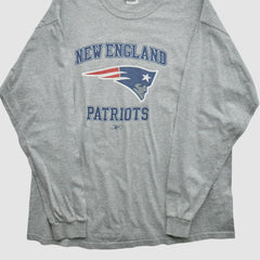 New England Patriots NFL 2000s Long Sleeve T-shirt Heather Gray Vintage - Fanatics