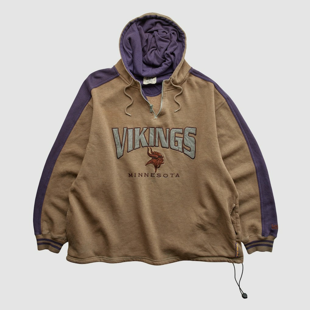 Minnesota Vikings Lee Sport 90s Hooded 1/4 Zip Sweatshirt Clay Vintage - Fanatics
